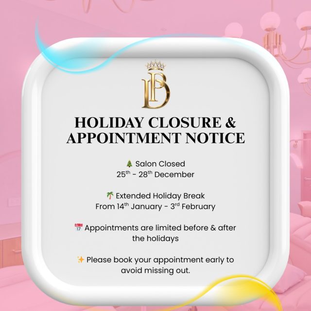 ✨ Holiday Closure & Booking Reminder ✨
With the holiday season approaching, we’d like to let you know our salon closure dates so you can plan ahead.
🎄 Closed: 25th – 28th December
🌴 Extended holiday break: 14th January – 3rd February
Appointments before the holidays and into the New Year are very limited, so we highly recommend booking early to secure your preferred date and time.
📲 Book via the link in bio
💬 Or message us if you need help choosing a service
We also want to take a moment to say thank you for supporting a small business like us 🤍
This will be the longest break Posh Deluxe has ever taken, and honestly — we really need it.
This time away will allow us to rest, reset, and come back refreshed, inspired, and ready to serve you with a new and even better us.
Thank you for your understanding, kindness, and continued support. We can’t wait to pamper you before the break ✨🤍
— Paola & the Posh Deluxe Team